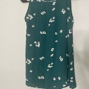 LOFT Green Floral Tank Top